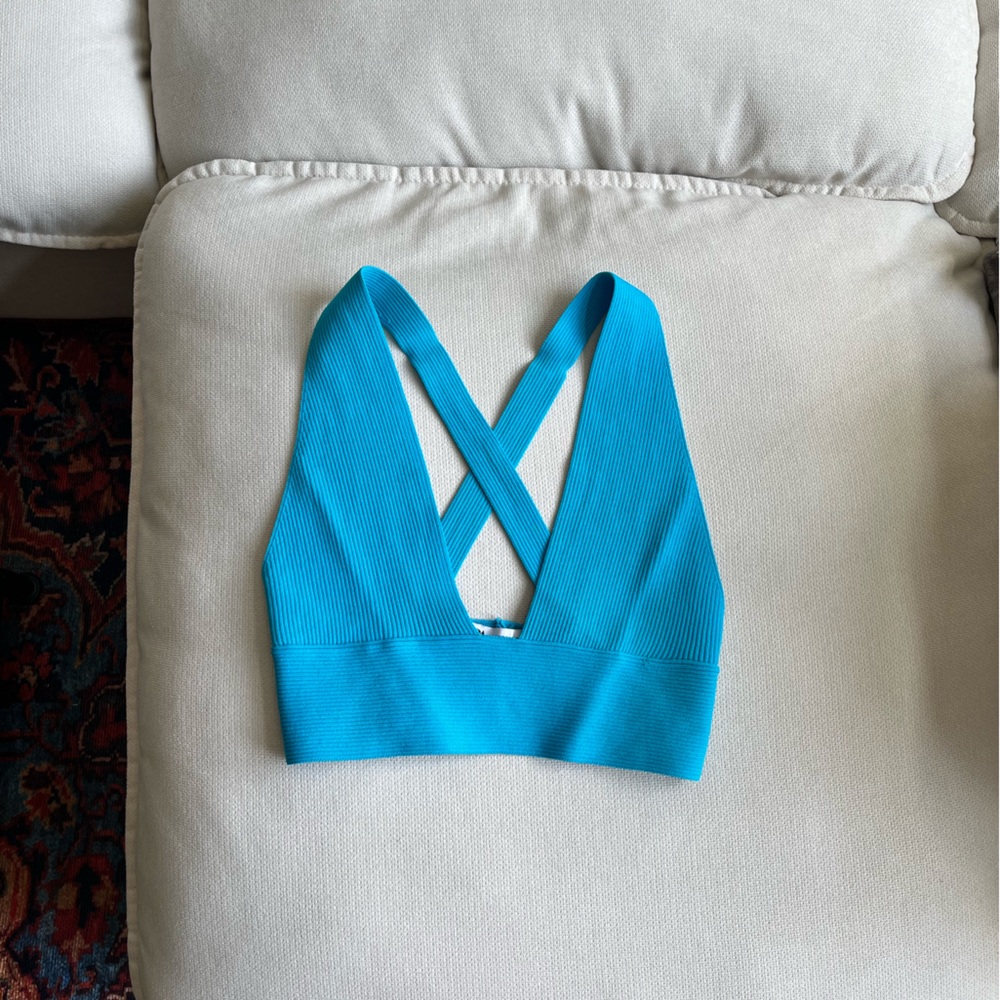 Turquoise Cross-Back Sports Bra